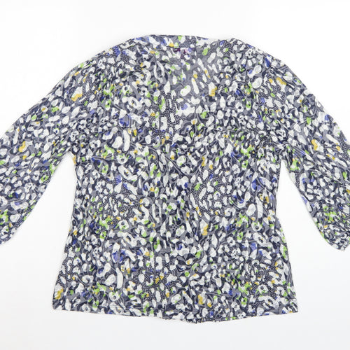 Per Una Women's Grey Floral Basic Button-Up Blouse UK 14