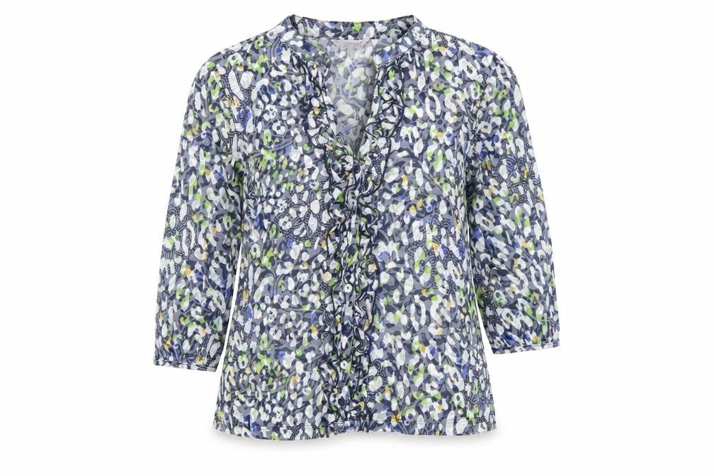 Per Una Women's Grey Floral Basic Button-Up Blouse UK 14