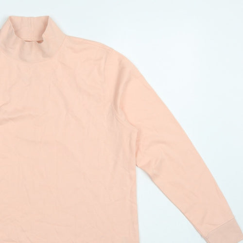 Lands' End Women Pink M Petite Relaxed Fit Mock Neck Jersey Top