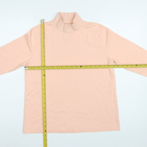 Lands' End Women Pink M Petite Relaxed Fit Mock Neck Jersey Top