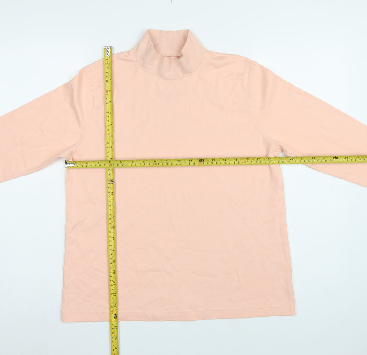 Lands' End Women Pink M Petite Relaxed Fit Mock Neck Jersey Top