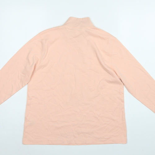 Lands' End Women Pink M Petite Relaxed Fit Mock Neck Jersey Top