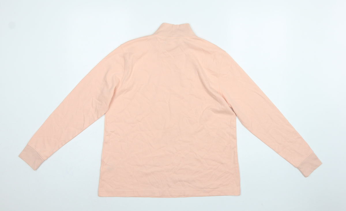 Lands' End Women Pink M Petite Relaxed Fit Mock Neck Jersey Top