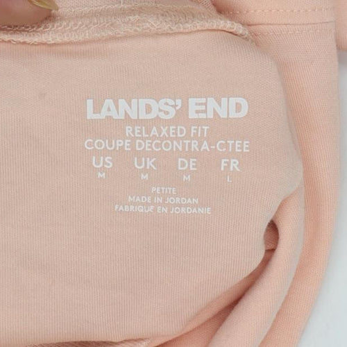 Lands' End Women Pink M Petite Relaxed Fit Mock Neck Jersey Top