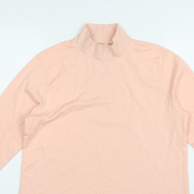 Lands' End Women Pink M Petite Relaxed Fit Mock Neck Jersey Top