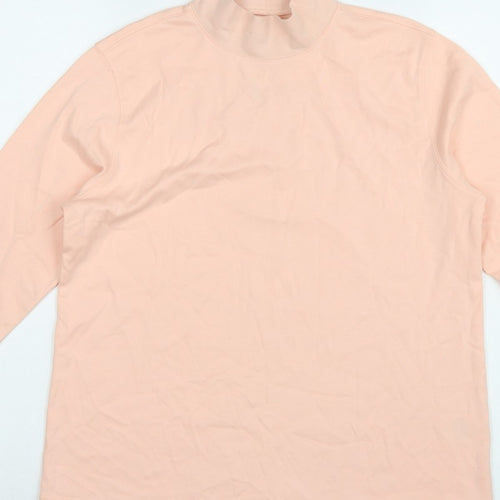 Lands' End Women Pink M Petite Relaxed Fit Mock Neck Jersey Top