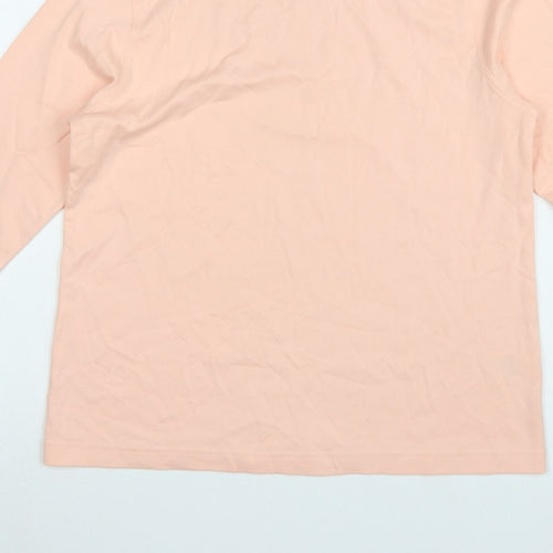 Lands' End Women Pink M Petite Relaxed Fit Mock Neck Jersey Top