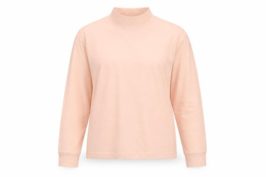 Lands' End Women Pink M Petite Relaxed Fit Mock Neck Jersey Top
