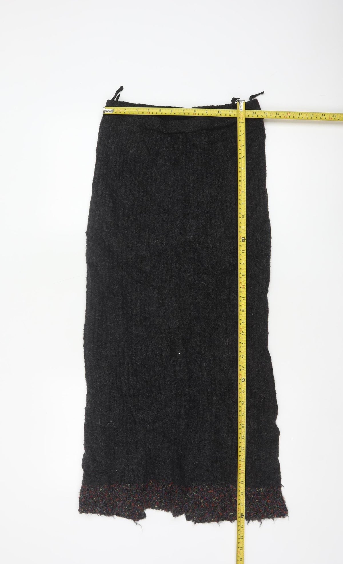 Close-up detail of Casamia Women’s Black One Size Long Knit Pencil Skirt Drawstring