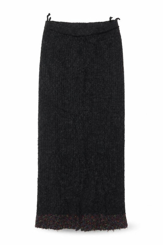 Front view of Casamia Women’s Black One Size Long Knit Pencil Skirt Drawstring