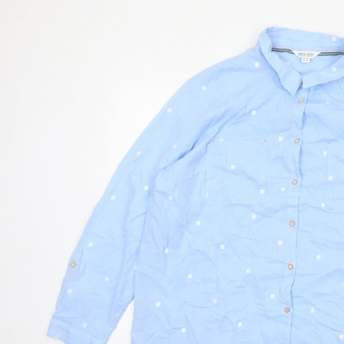 White Stuff Women’s Blue Polka Dot Cotton Tunic Shirt UK 20