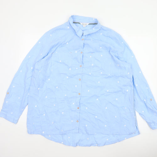 White Stuff Women’s Blue Polka Dot Cotton Tunic Shirt UK 20