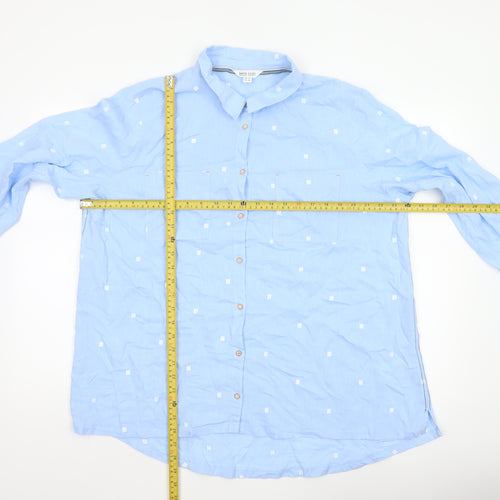 White Stuff Women’s Blue Polka Dot Cotton Tunic Shirt UK 20