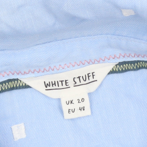 White Stuff Women’s Blue Polka Dot Cotton Tunic Shirt UK 20