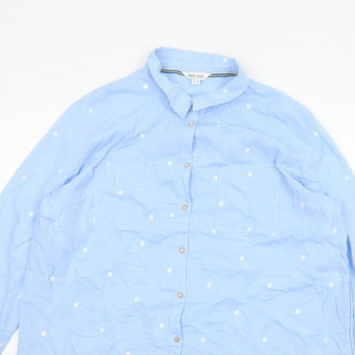 White Stuff Women’s Blue Polka Dot Cotton Tunic Shirt UK 20