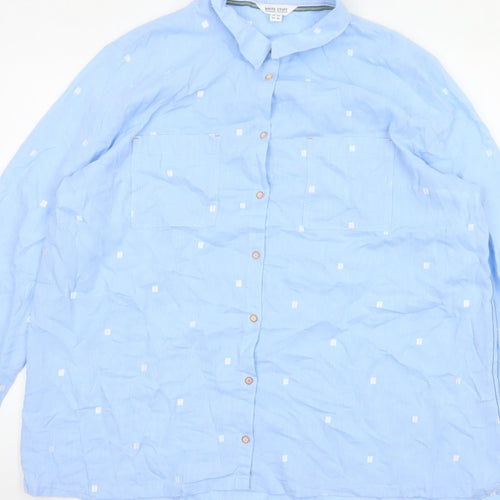 White Stuff Women’s Blue Polka Dot Cotton Tunic Shirt UK 20