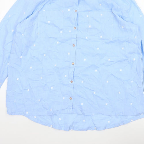 White Stuff Women’s Blue Polka Dot Cotton Tunic Shirt UK 20