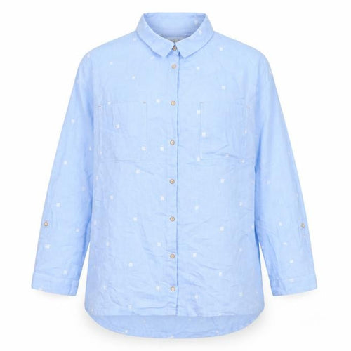 White Stuff Women’s Blue Polka Dot Cotton Tunic Shirt UK 20