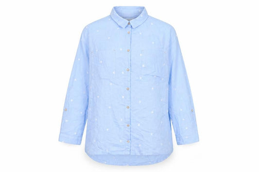 White Stuff Women’s Blue Polka Dot Cotton Tunic Shirt UK 20