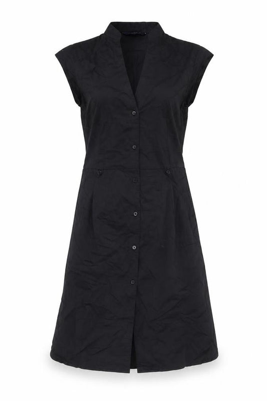 Front view of Jasper Conran Women Black UK 8 Cotton Collared Shirt Dress