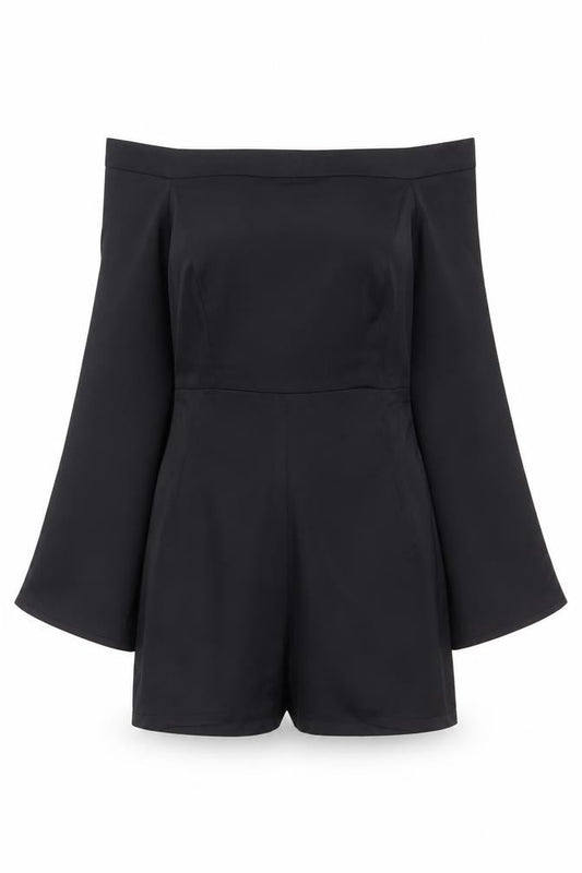 Missguided Women Black UK 10 Off Shoulder Bell Sleeve Playsuit