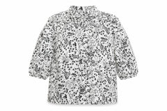 Marks and Spencer Women White Floral High Neck Puff Sleeve Blouse UK 14