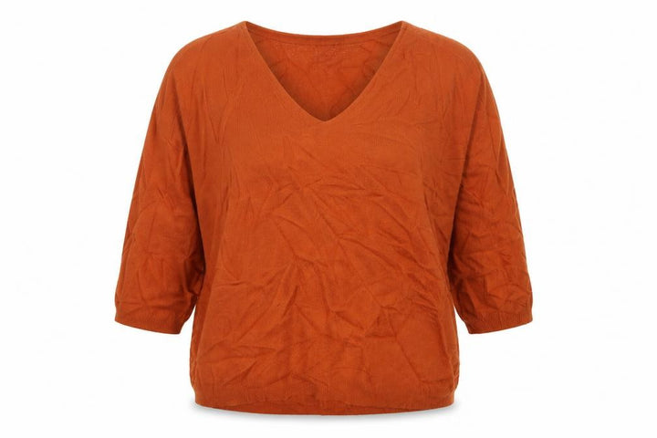 Jasper Conran Women’s Orange V-Neck Fine Knit Jumper UK 16 3/4 Sleeve
