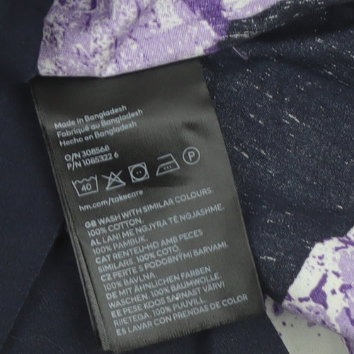 H&M Men’s Blue Purple M Oversized Graphic Print Cotton Shirt