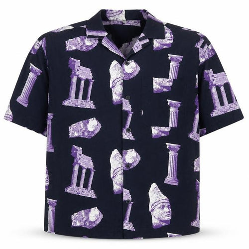 H&M Men’s Blue Purple M Oversized Graphic Print Cotton Shirt