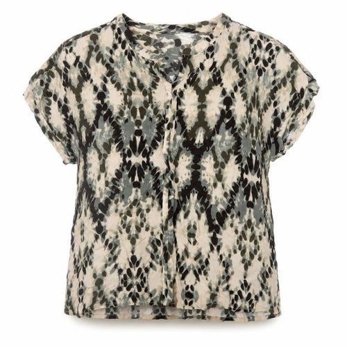 Soyaconcept Women Multicoloured XL Geometric V-Neck Short Sleeve Blouse