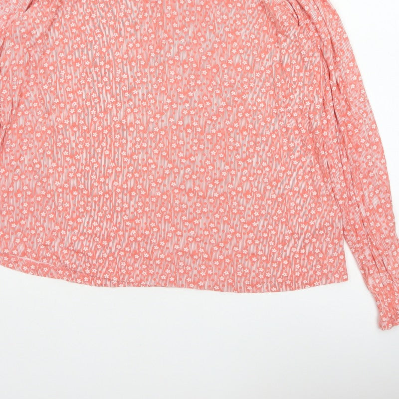 Next Women Pink Floral Long Sleeve Round Neck Blouse UK 8