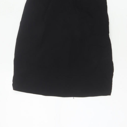 Pull&Bear Women Black S Bodycon Halter Cold Shoulder Mini Dress