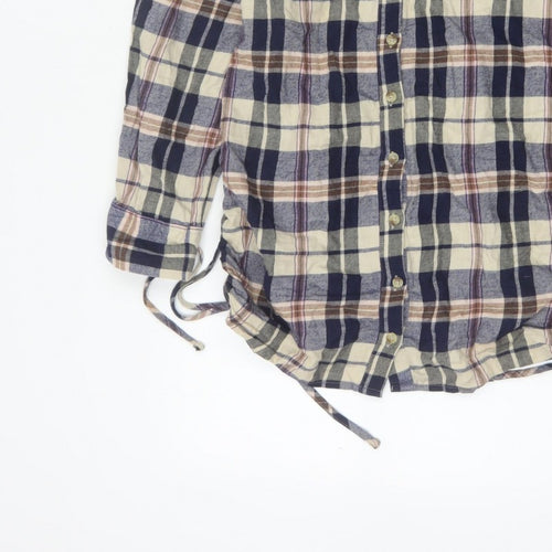 ASOS Design Women Blue Plaid Cotton Shirt Dress UK 10 Long Sleeve