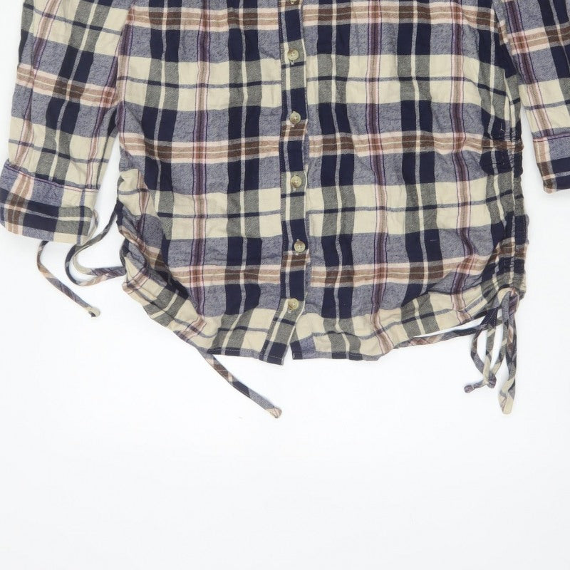 ASOS Design Women Blue Plaid Cotton Shirt Dress UK 10 Long Sleeve