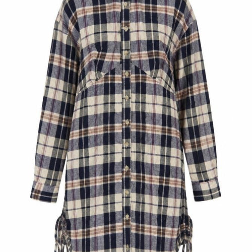 ASOS Design Women Blue Plaid Cotton Shirt Dress UK 10 Long Sleeve