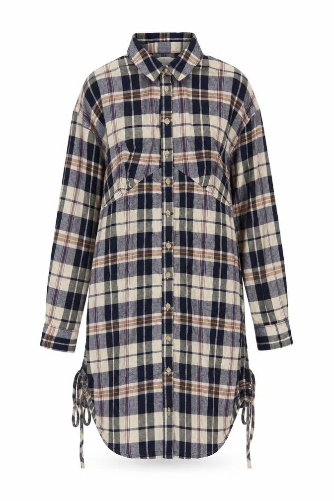 ASOS Design Women Blue Plaid Cotton Shirt Dress UK 10 Long Sleeve