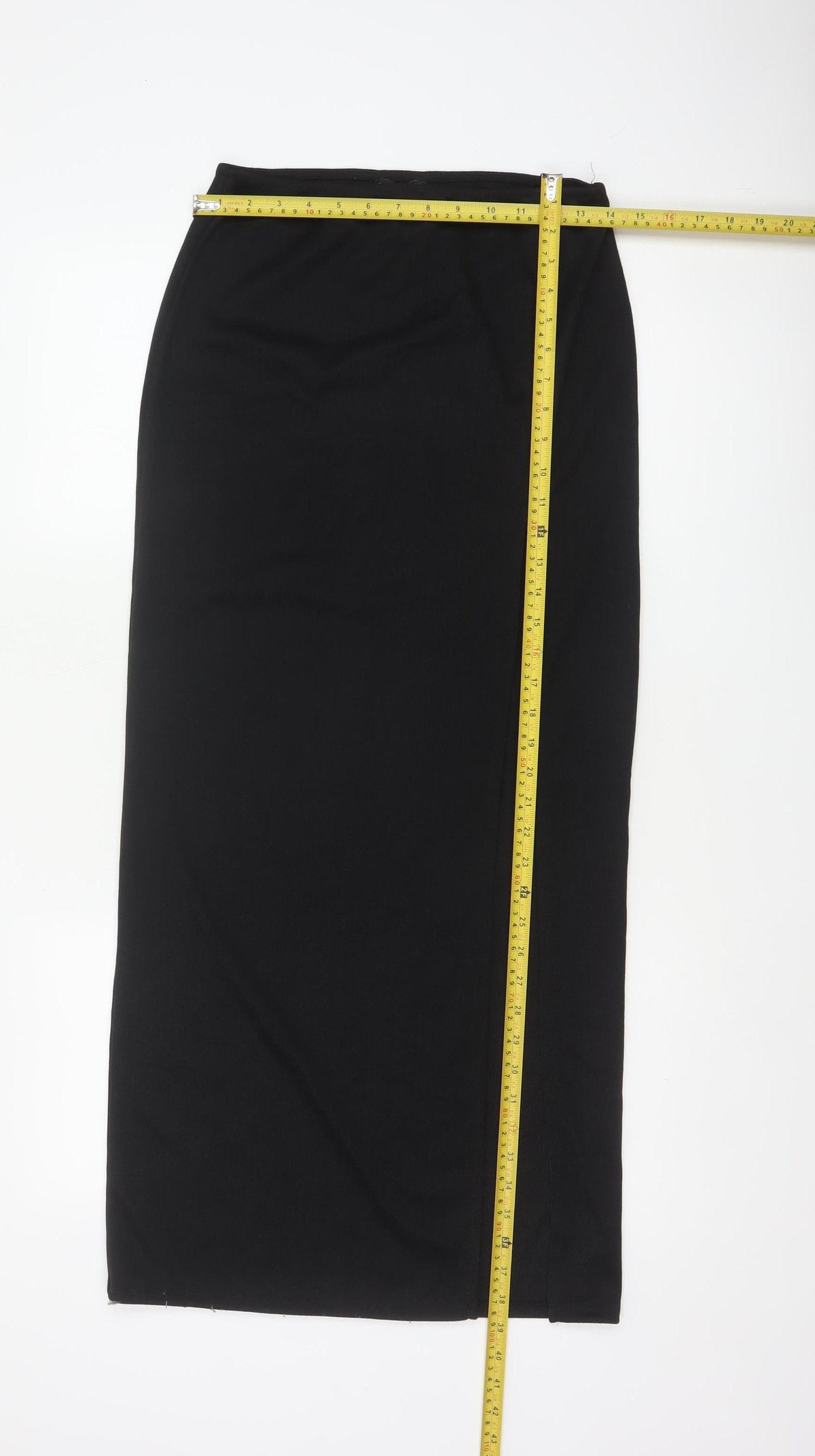 PrettyLittleThing Women Black UK 14 Long Stretch Pencil Skirt