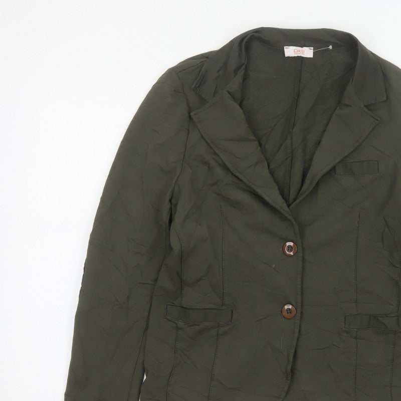 Additional view of Billi Women Green M Cotton Stretch 2 Button Notch Lapel Blazer Jacket