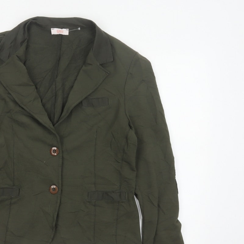 Additional view of Billi Women Green M Cotton Stretch 2 Button Notch Lapel Blazer Jacket