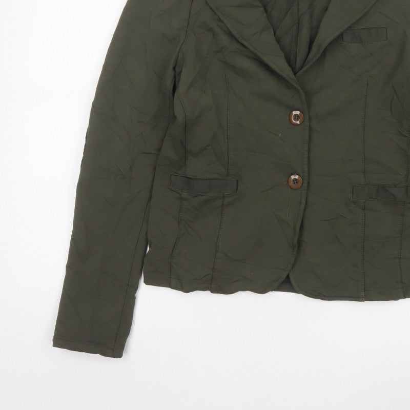 Additional view of Billi Women Green M Cotton Stretch 2 Button Notch Lapel Blazer Jacket
