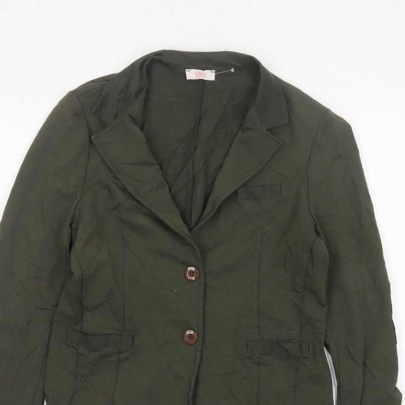 Additional view of Billi Women Green M Cotton Stretch 2 Button Notch Lapel Blazer Jacket