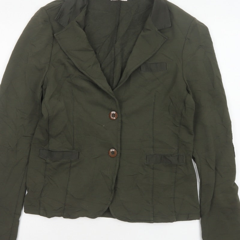 Additional view of Billi Women Green M Cotton Stretch 2 Button Notch Lapel Blazer Jacket