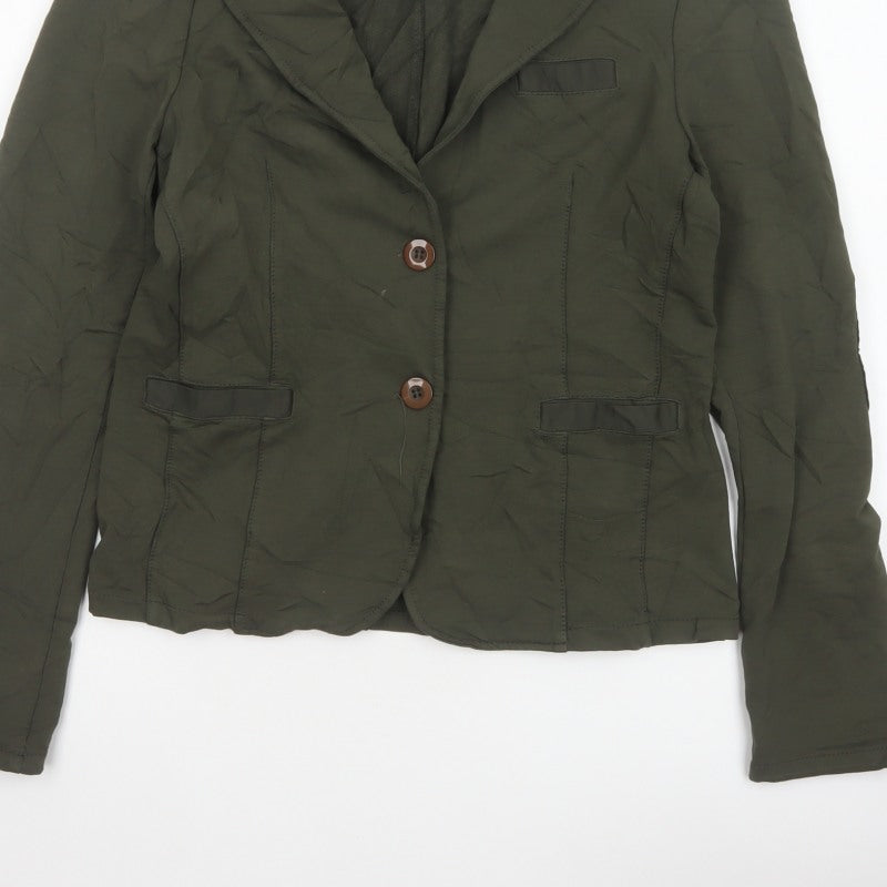 Additional view of Billi Women Green M Cotton Stretch 2 Button Notch Lapel Blazer Jacket