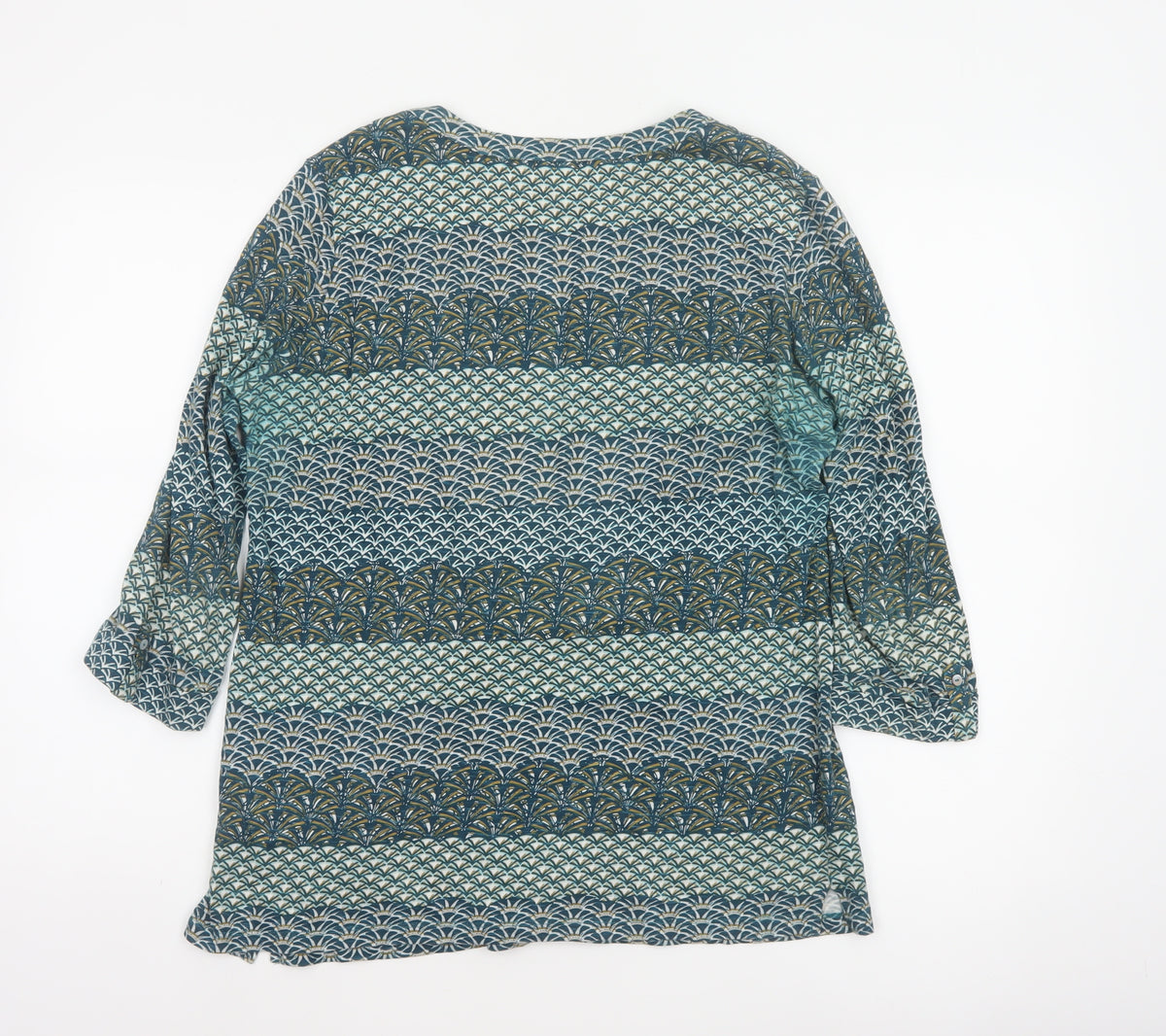 Brand and care label for Per Una Women Blue Geometric Sequin Cotton Tunic Blouse UK 12