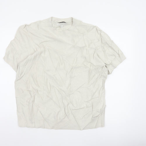 Autograph Men Ivory 2XL Short Sleeve Cotton Crew Neck Pullover Jumper