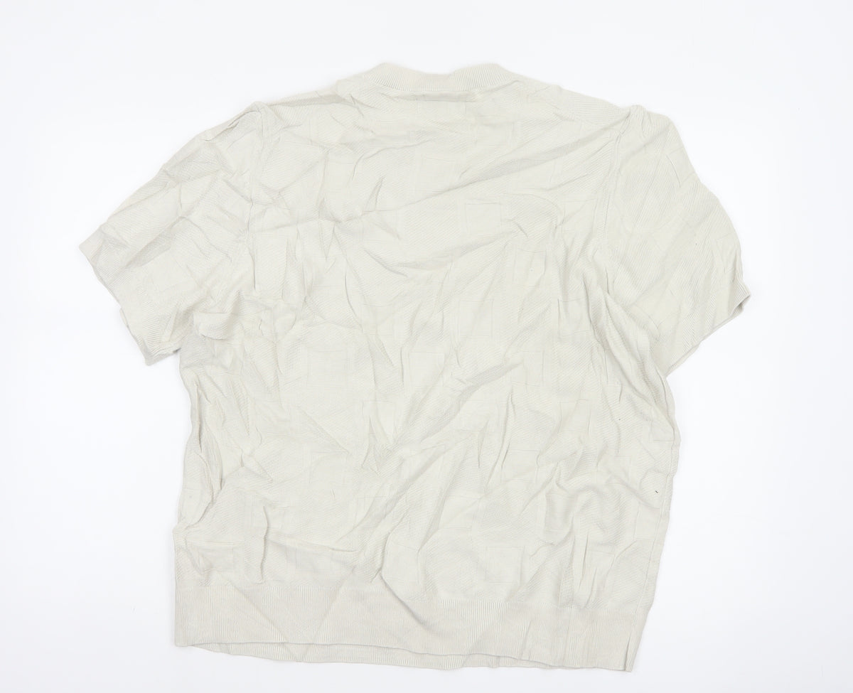 Autograph Men Ivory 2XL Short Sleeve Cotton Crew Neck Pullover Jumper