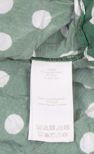 Boden Women Green UK 12 Petite Polka Dot V-Neck Ruffle Blouse