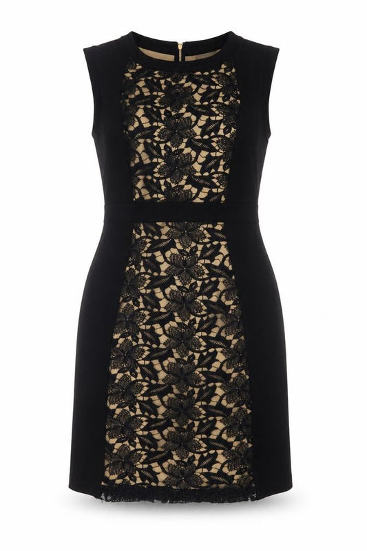 Aftershock London Women Black M Lace Panel Sheath Party Dress