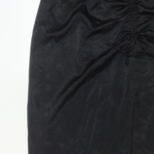 New Look Women Black UK 12 Pencil Long Ruched Slit Skirt