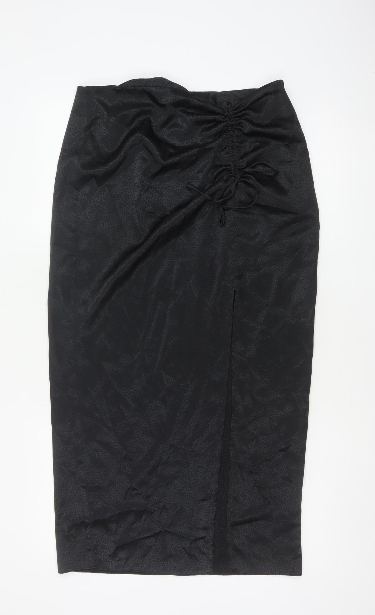 New Look Women Black UK 12 Pencil Long Ruched Slit Skirt